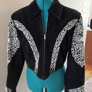 Suede matador style cropped jacket